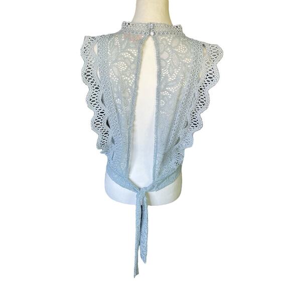 Willow & Root Crochet Lace Open Back Tank in Dusty Blue, Size Medium, Feminine - Picture 7 of 9